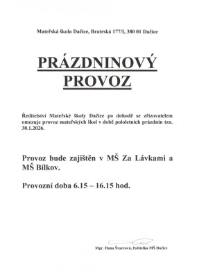 Prázdninový provoz