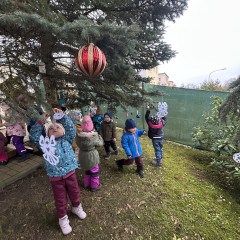 1.+2. třída Zdobení stromu před MŠ