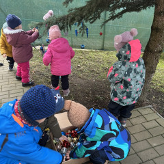 1.+2. třída Zdobení stromu před MŠ