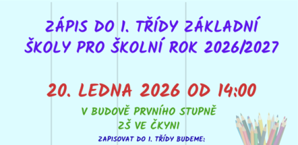 ZÁPIS žáků do 1. třídy
