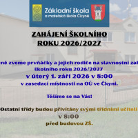 Zahájení školního roku 2026/2027